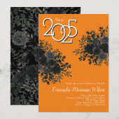 Zwart Roos Dark Gothic Graduation Party Sinaasappe Kaart (Voorkant / Achterkant)