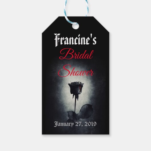 Zwart Roos Donker Vrijgezellenfeest Cadeau Label Cadeaulabel (Voorkant)