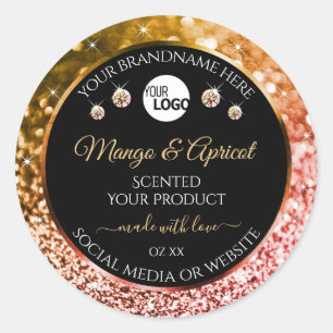 Zwart Roos en gouden glitter Product Labels Logo