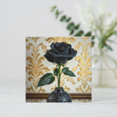 Zwart Roos en gouden vaas blanco Kaart (Staand voorkant)