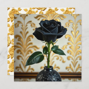 Zwart Roos en gouden vaas blanco Kaart