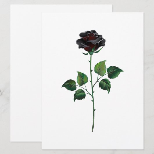 Zwart roos feestdagenkaart (Voorkant / Achterkant)