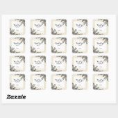 Zwart Roos Flora Gold & White Checkered Bedankt Vierkante Sticker (Vel)