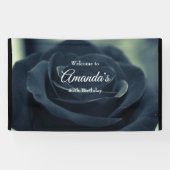 Zwart Roos Flower Dark Gothic Verjaardag Welkom Spandoek (Horizontaal)