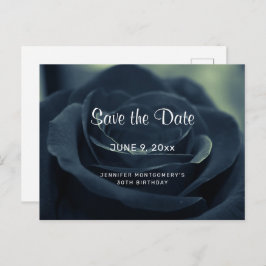 Zwart Roos Flower Dark Gothic Vibe Sla de datum op Uitnodiging Briefkaart