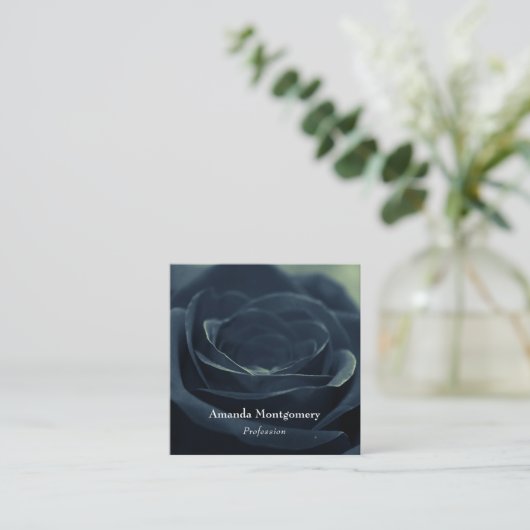 Zwart Roos Flower Dark Gothic Vibe Vierkante Visitekaartje (Staand voorkant)