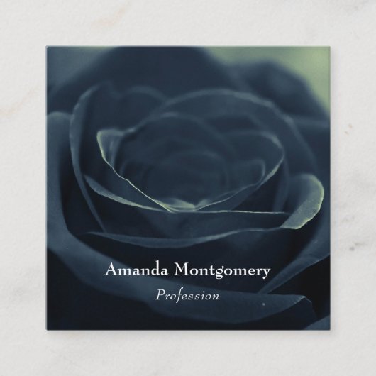 Zwart Roos Flower Dark Gothic Vibe Vierkante Visitekaartje (Voorkant)