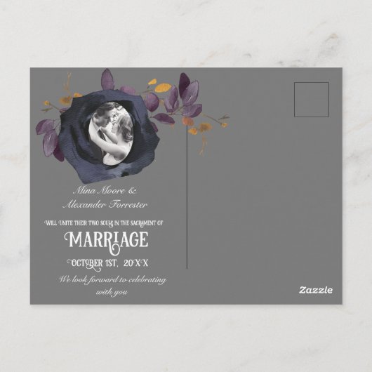 Zwart Roos foto Opslaan Onze Datum Briefkaart (Achterkant)