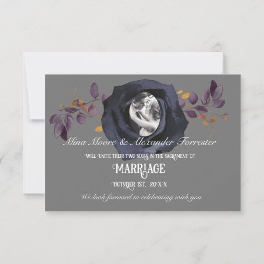 Zwart Roos foto Opslaan Onze Datum Kaart (Achterkant)