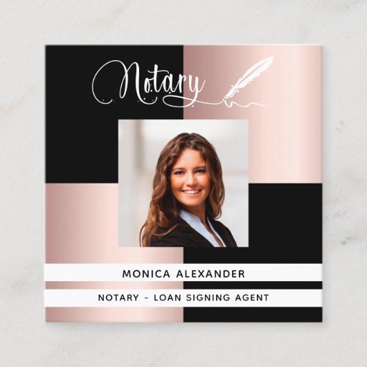 Zwart roos foto QR code lening ondertekenaar Vierkante Visitekaartje (Voorkant)