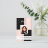 Zwart roos foto QR code lening ondertekenaar Visitekaartje (Staand voorkant)