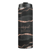 Zwart Roos Gold Agate Dark Bridesmaid Weddenschap Thermosbeker (Voorkant)