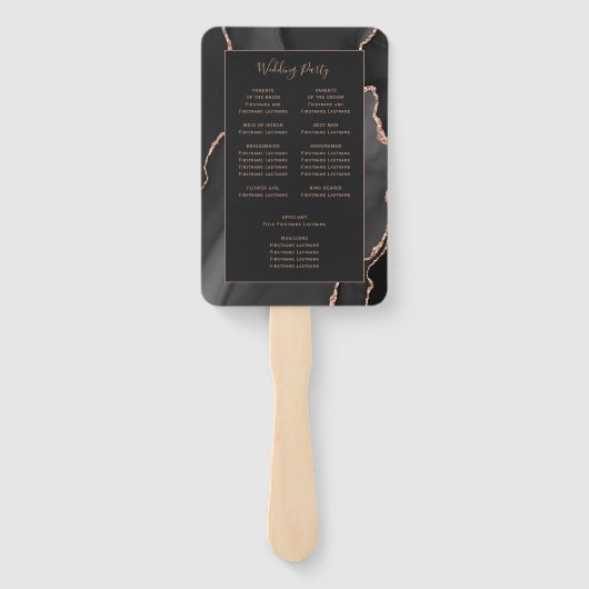 Zwart Roos Gold Agate Dark Weddenprogramma Handwaaier (Achterkant)