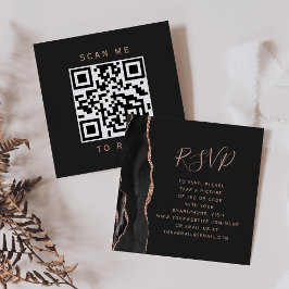 Zwart Roos Gold Agate Dark Wedding QR Code RSVP Informatiekaartje