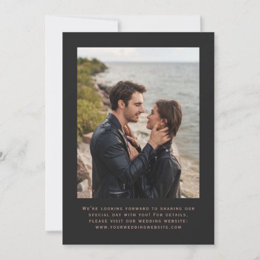 Zwart Roos Gold Agate Foto donker sparen Datum Kaart (Achterkant)