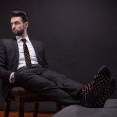 Zwart & Roos Gold Bitcoin Crypto Coin Pattern Stropdas