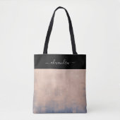 Zwart Roos Gold Blue, elegant gepersonaliseerd Tote Bag (Voorkant)