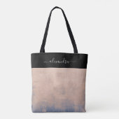 Zwart Roos Gold Blue, elegant gepersonaliseerd Tote Bag (Achterkant)