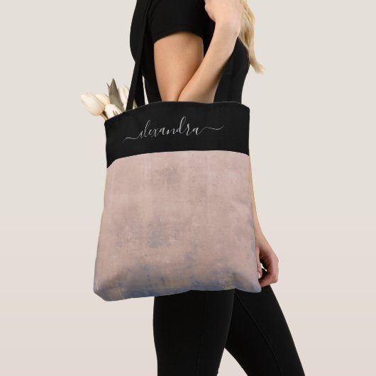 Zwart Roos Gold Blue, elegant gepersonaliseerd Tote Bag (Dichtbij)