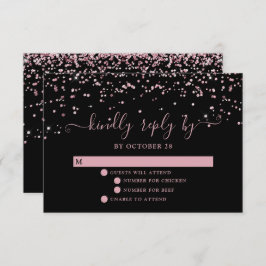 Zwart Roos Gold Blush Pink Glitter Wedding RSVP