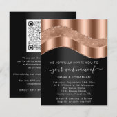 Zwart Roos Gold Border Glitter Wave QR Code (Voorkant / Achterkant)