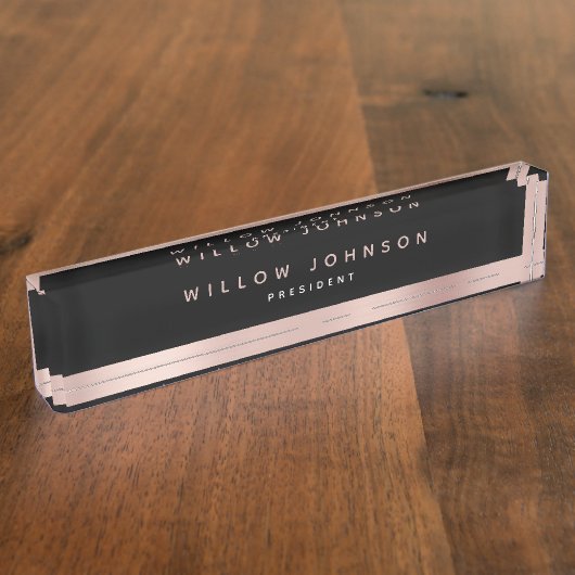 Zwart Roos Gold Classy Executive Business Gift Naambordje (Zijkant)