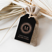 Zwart Roos Gold Deco Monogram Weddenschap Cadeaulabel