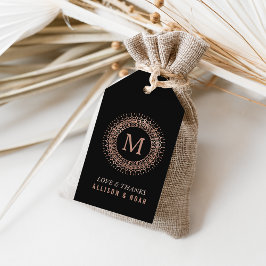 Zwart Roos Gold Deco Monogram Weddenschap Cadeaulabel
