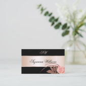 Zwart Roos Gold Decor Cute Flower met Initialen Visitekaartje (Staand voorkant)