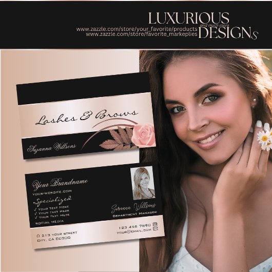 Zwart Roos Gold Decor Prachtige ventilator met fot Visitekaartje