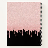 Zwart Roos Gold Dripping Glitter Recept Kookboek Notitieboek (Achterkant)