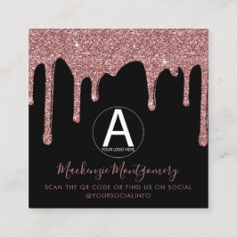 Zwart Roos Gold Driving Glitter Business Logo Vierkante Visitekaartje