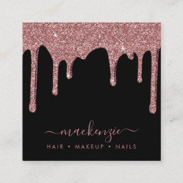 Zwart Roos Gold Driving Glitter QR-code Vierkante Visitekaartje