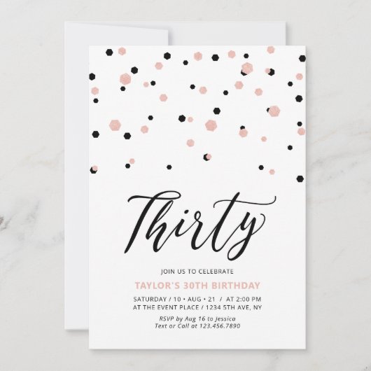 Zwart Roos Gold Eenvoudig 30e verjaardag Kaart (Voorkant)