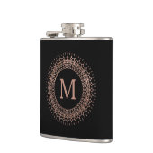 Zwart Roos Gold Elegant Initiaal monogram Heupfles (Links)