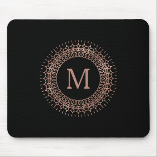 Zwart Roos Gold Elegant Initiaal monogram Muismat