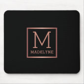 Zwart Roos Gold Elegant modern monogram Muismat (Voorkant)