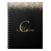 Zwart Roos Gold Faux Glitter Monogram Naam