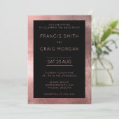 Zwart Roos Gold Foil Modern Wedding Kaart (Staand voorkant)