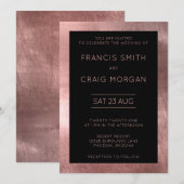 Zwart Roos Gold Foil Modern Wedding Kaart (Voorkant / Achterkant)