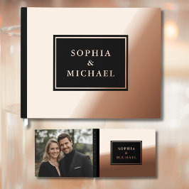 Zwart Roos Gold Folie Gastboek Bewerkbaar Elegant Gastenboek