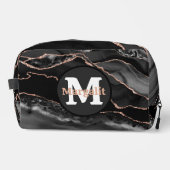 Zwart Roos Gold Glitter Agate Dopp Kit Toilettasje (Voorkant)