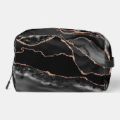 Zwart Roos Gold Glitter Agate Dopp Kit Toilettasje (Achterkant)