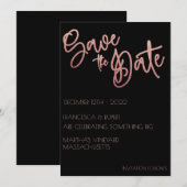 Zwart Roos Gold Glitter Art Deco Wedding Save The Date (Voorkant / Achterkant)