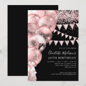 Zwart Roos Gold Glitter-ballon Elke dag Kaart (Voorkant / Achterkant)