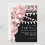 Zwart Roos Gold Glitter-ballon Elke dag Kaart<br><div class="desc">Modern Elegant Zwart Blush Roze Rose Goud Glitter Sparkle Banner Ballon Any Age Verjaardag</div>