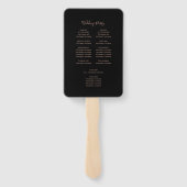 Zwart Roos Gold Glitter Dark Weddenprogramma Handwaaier (Achterkant)