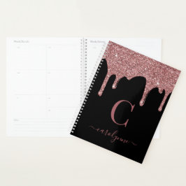 Zwart Roos Gold Glitter Drift Sparkle Monogram Planner