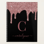 Zwart Roos Gold Glitter Drift Sparkle Monogram Planner (Voorkant)