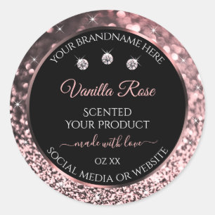Zwart Roos Gold Glitter Product Labels diamanten